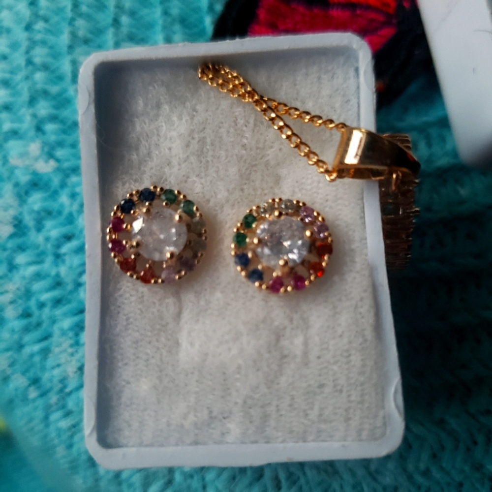 Stainless gold earrings and necklace